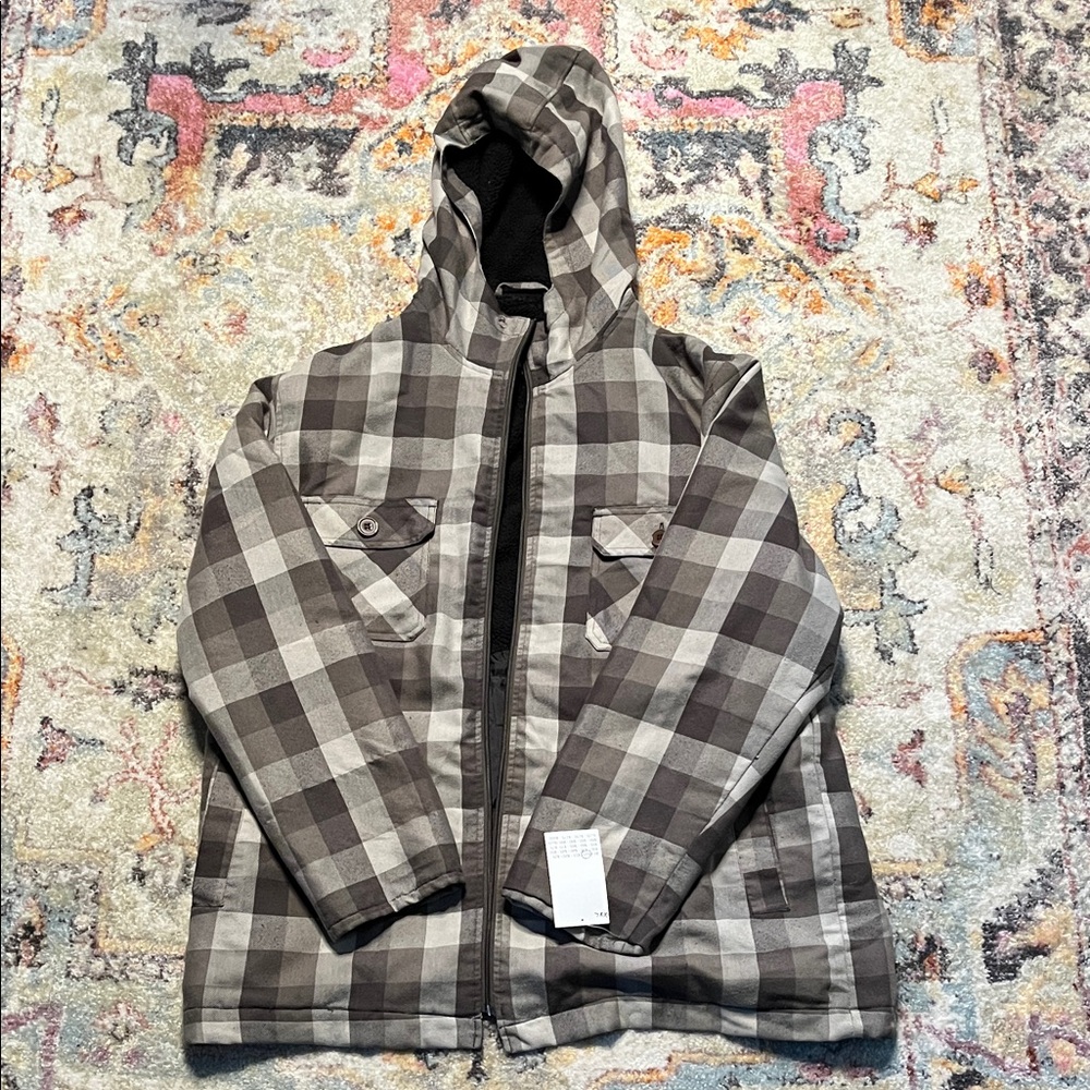 Swiss Cross Plaid Hooded Jacket for Men